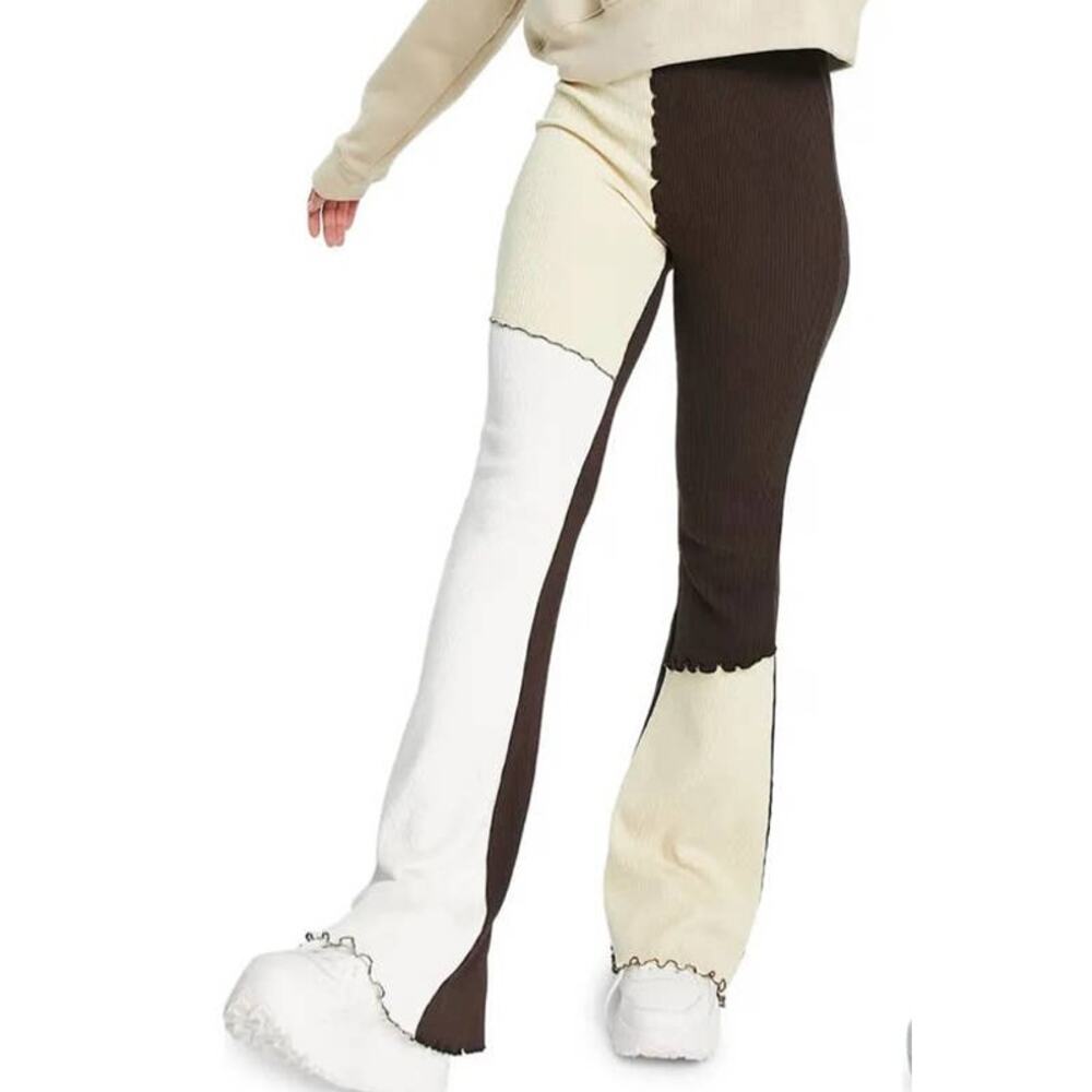 Topshop Pants Patchwork Contrast Flared Multi Col… - image 1